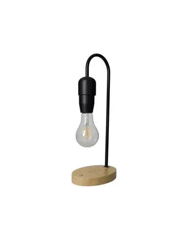 Lampada stacca & go nero metal c/base legno per ricarica smartphone