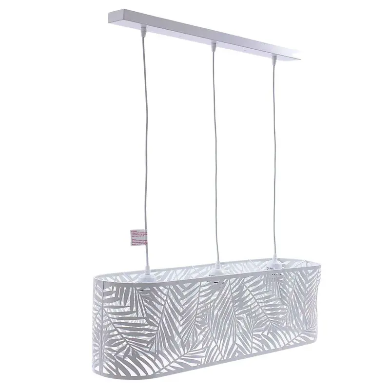 Lampadario ovale in metallo bianco a 3 luci 75x20H23