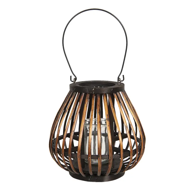 Lanterna decorativa in legno Ø 23x22 cm