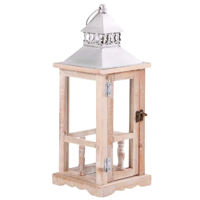 Lanterna in abete marrone sbiancato 16X16H43