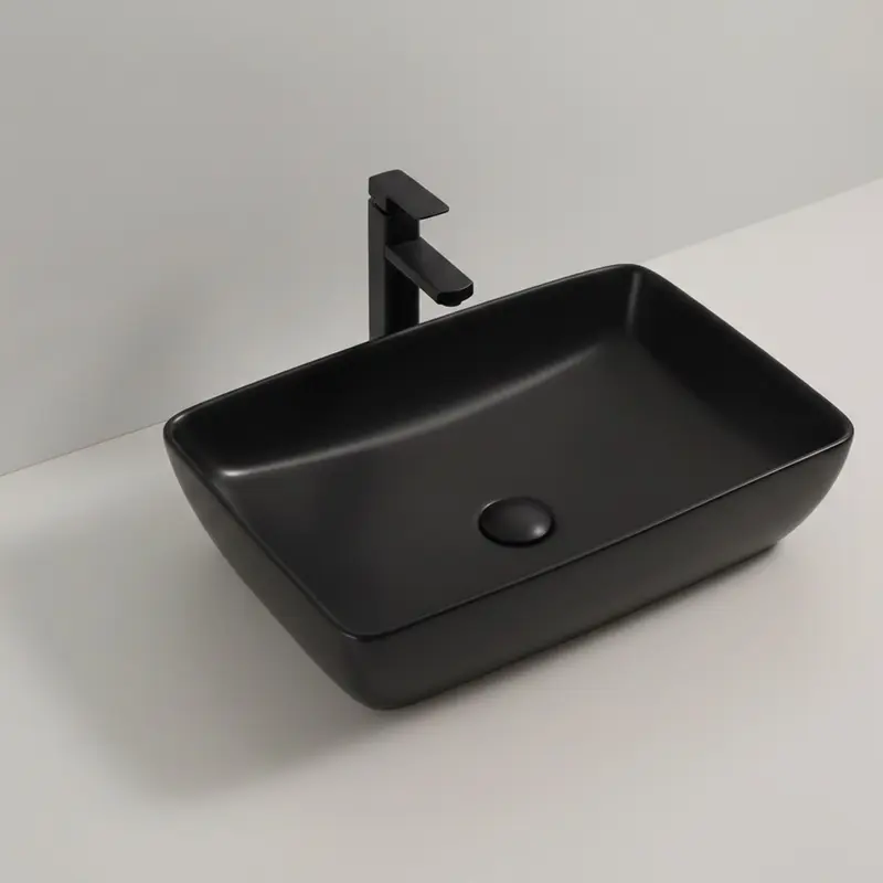 Lavabo da appoggio 9440B in ceramica 59x40x14.5 cm nero opaco