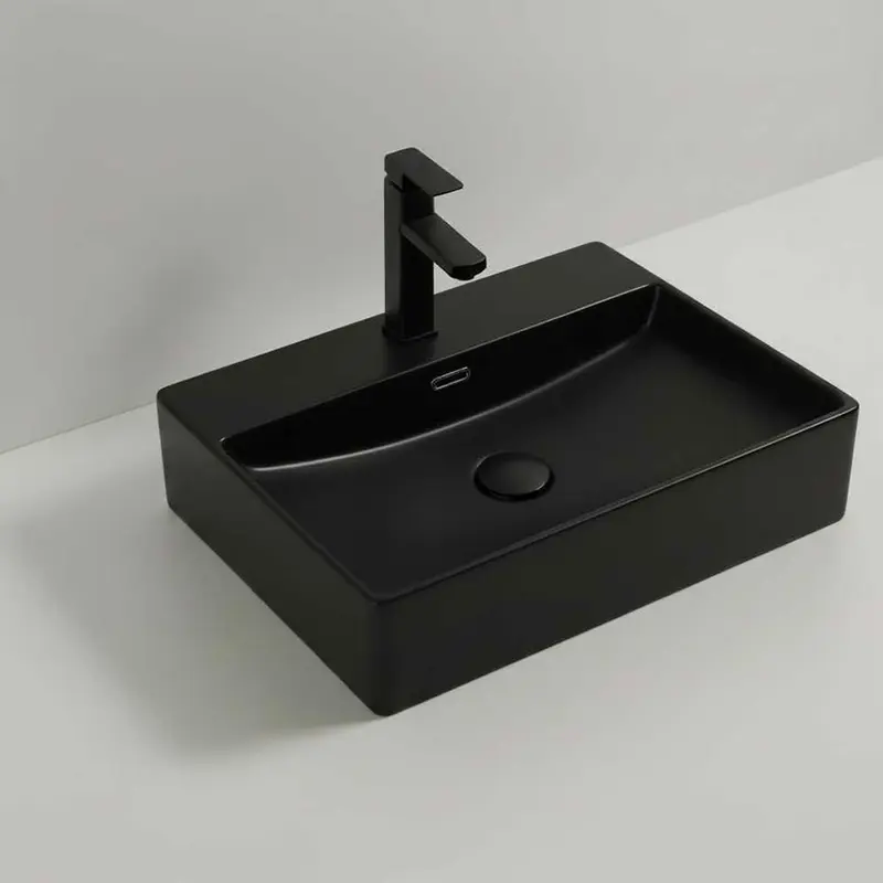 Lavabo da appoggio 9555 in ceramica 60x42x13 cm nero opaco