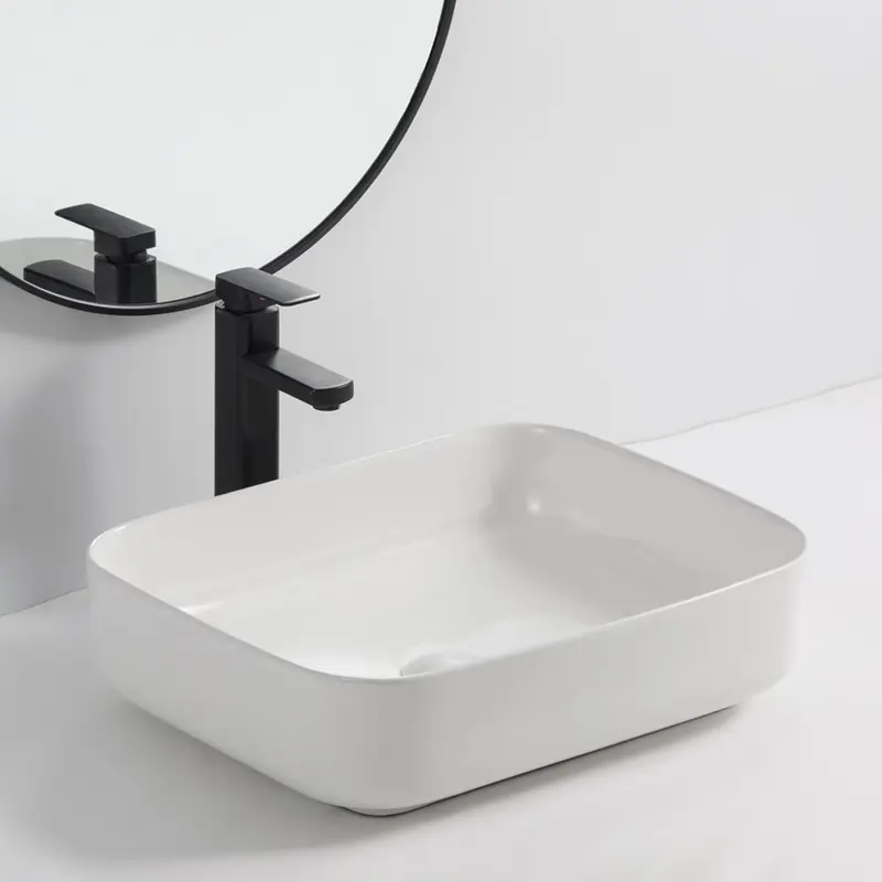 Lavabo da appoggio BOWL9391B in ceramica 50x39x13 cm. bianco