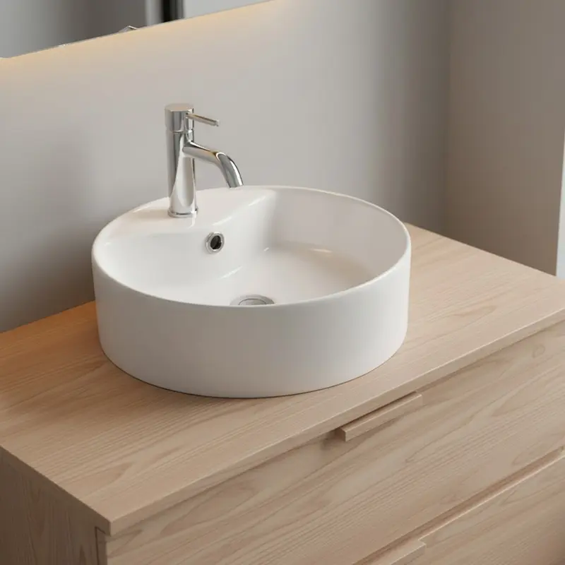 Lavabo da appoggio LAV618 in ceramica 46x46x15.5 cm bianco lucido