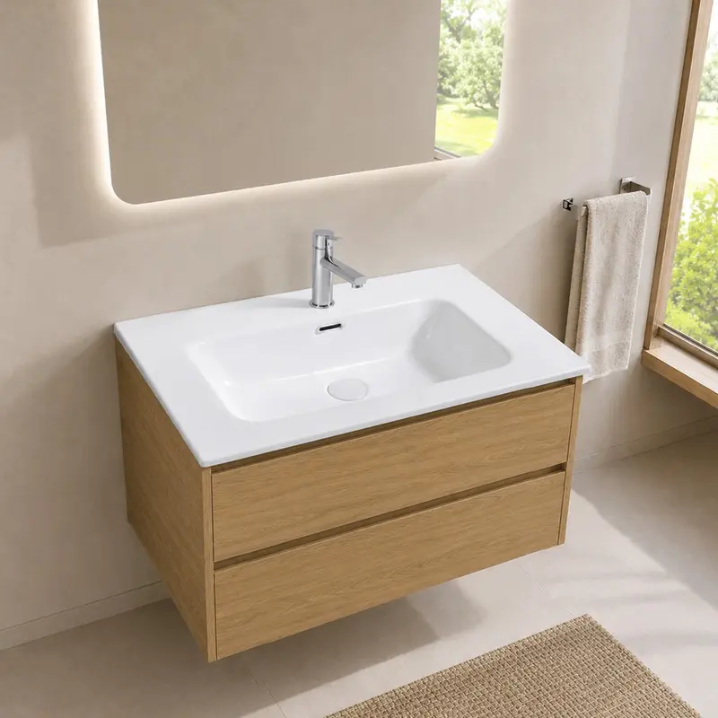 Lavabo incasso Bulnes70 in ceramica bianco lucido 71x46.5 cm.