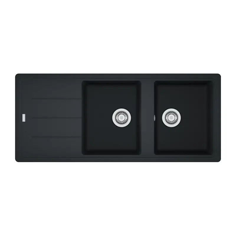 Lavello 2 vasche con gocciolatoio reversibile Franke 116x50 BFG 621 in fragranite nero
