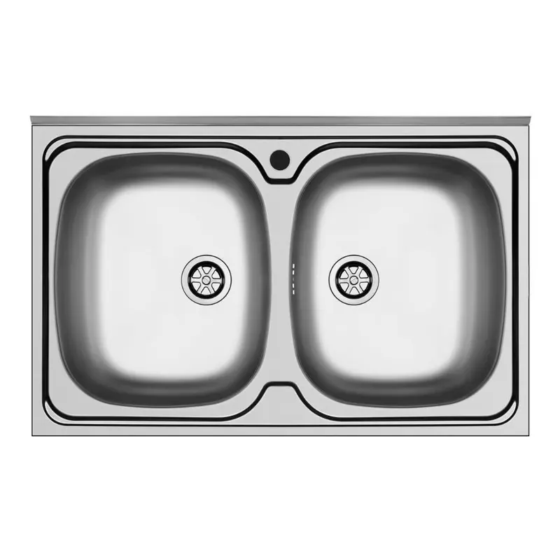 Lavello da appoggio Mediterraneo802 con 2 vasche e alzatina inox scatolato singolarmente