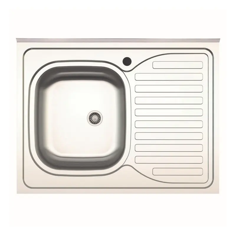 Lavello da appoggio SA30 una vasca con gocciolatoio destro 80x60cm. inox