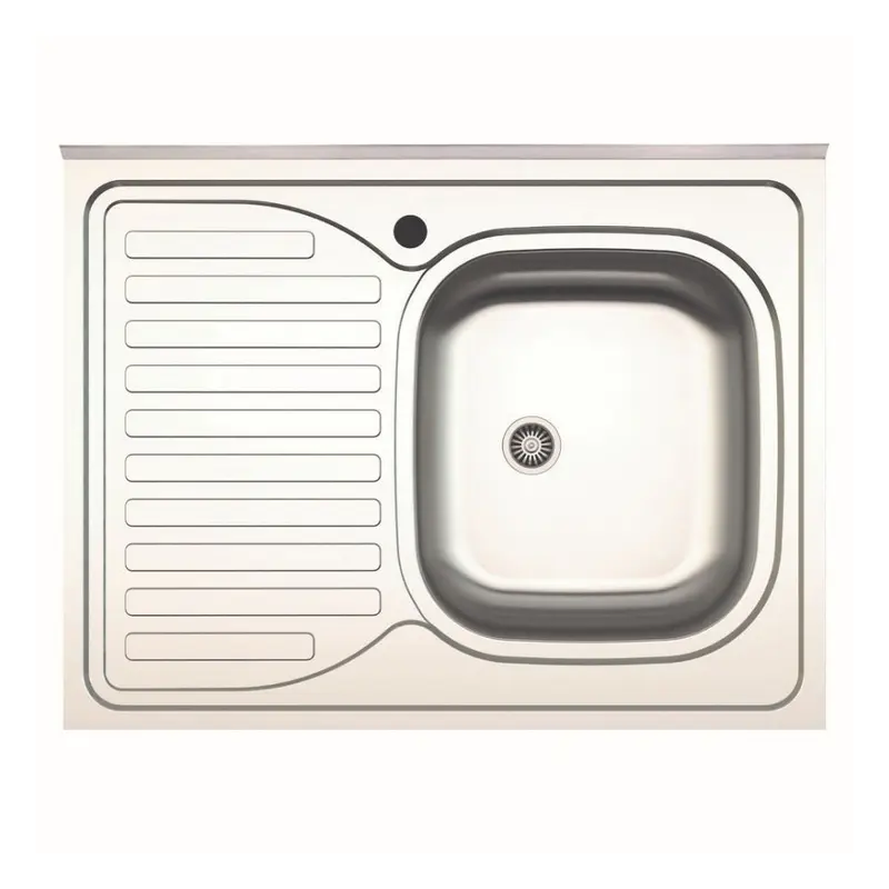 Lavello da appoggio SA30 una vasca con gocciolatoio sinistro 80x60cm. inox
