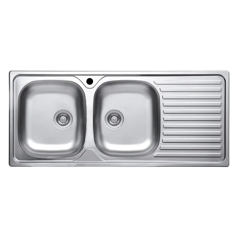 Lavello incasso cucina MP1162DX acciaio116x50 cm due vasche e gocciolatoio destro