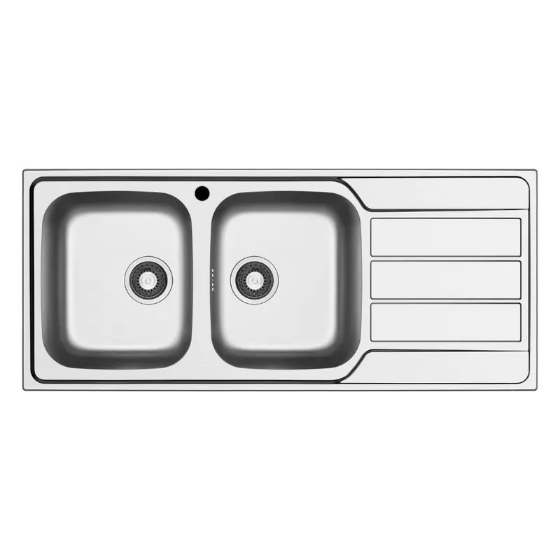 Lavello incasso Tirreno116 con 2 vasche sinistre e gocciolatoio destro inox scatolato singolarmente