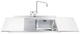 Lavello Smeg LI91BS 90x50 cm 1 vasca con gocciolatoio a sinistra con vetri bianchi