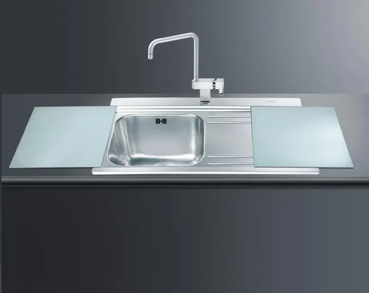 Lavello Smeg LI91SGD 90x50 cm 1 vasca con gocciolatoio a destra con vetri silver