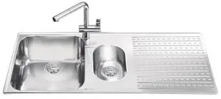 Lavello Smeg LTS102D2 inox 1+1/2 vasca con gocciolatoio destro 100x50 cm