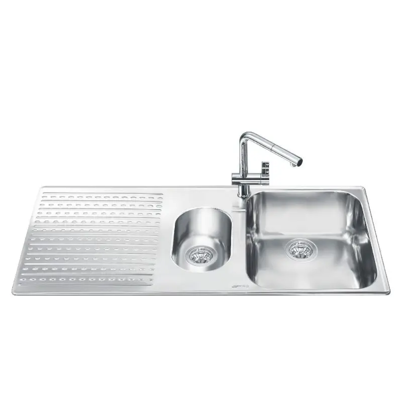 Lavello Smeg LTS102S2 inox 1+1/2 vasca con gocciolatoio sinistro 100x50 cm