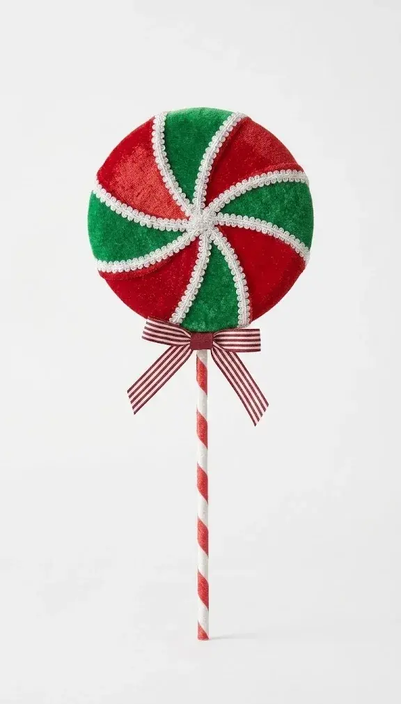 Leccalecca Decorativo Natalizio XXL – Verde e Rosso con Perline 57 cm