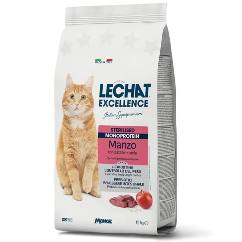 LECHAT EXCELLENCE CROCCANTINI 1,5KG STERILISED MONOPROTEIN MANZO CON PATATE E MELA
