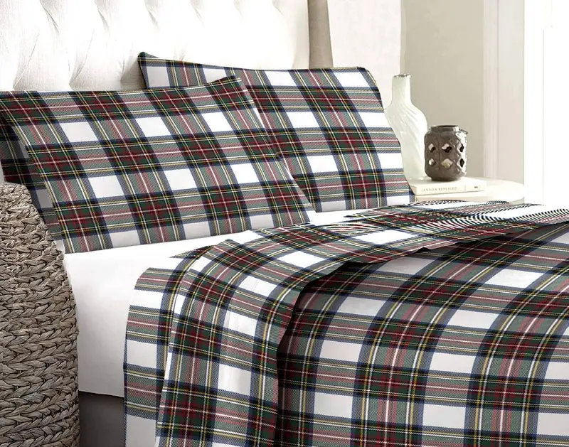 Lenzuola matrimoniale felpato made italy anti pilling tartan scozzese