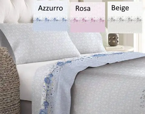 Lenzuoli matrimonio cotone felpato made italy anti pilling dis. Fiorato