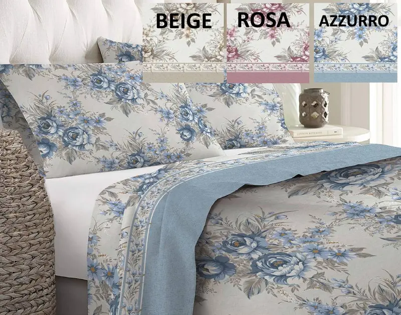 Lenzuoli matrimonio cotone felpato made italy anti pilling dis. Fiorato