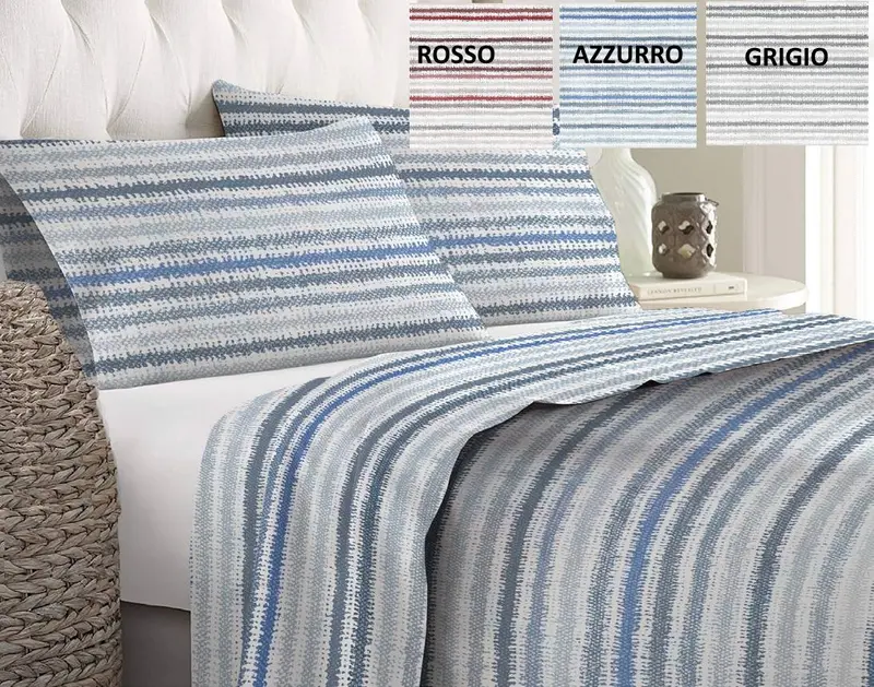 Lenzuolo letto piazza e mezza flanella anti pillin made Italia dis rigato
