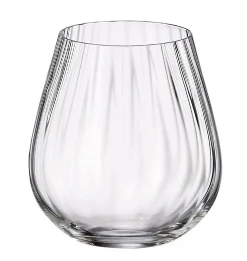LETIZIA CRYSTAL BOHEMIA COLUMBA OPTIC SET 2 BICCHIERI TUMBLER 380ML