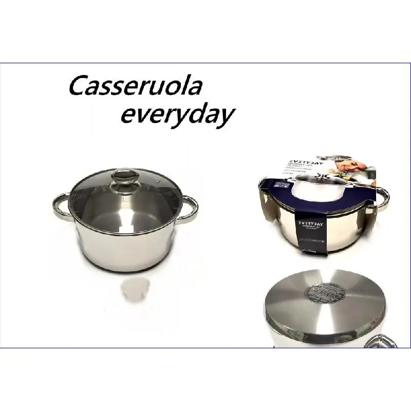 LETIZIA EVERYDAY CASSERUOLA IN ACCIAIO CON COPERCHIO IN VETRO CM.24