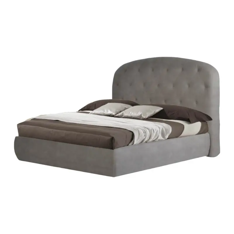 Letto matrimoniale contenitore Button1 grigio chiaro testiera arrotondata