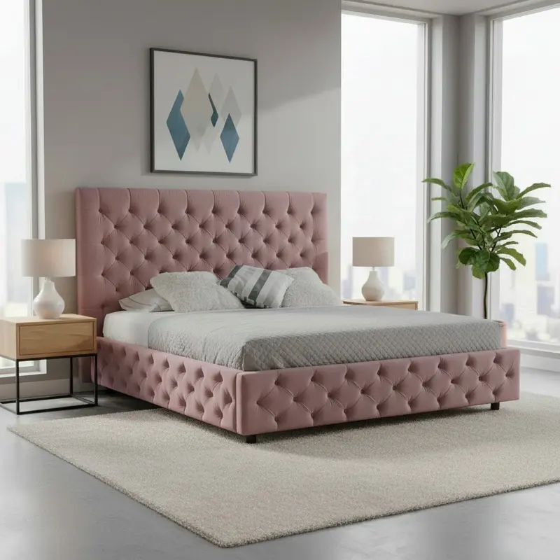 Letto matrimoniale contenitore Sondrio rosa