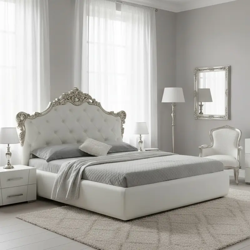 Letto matrimoniale Savoia bianco con contenitore