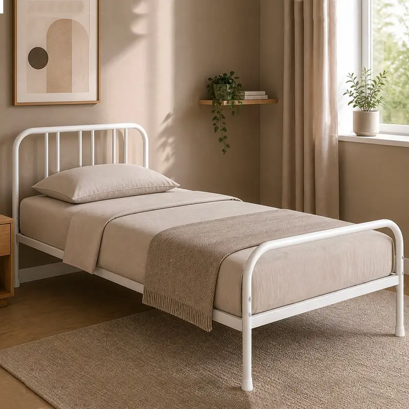 Letto singolo Genoa in metallo bianco