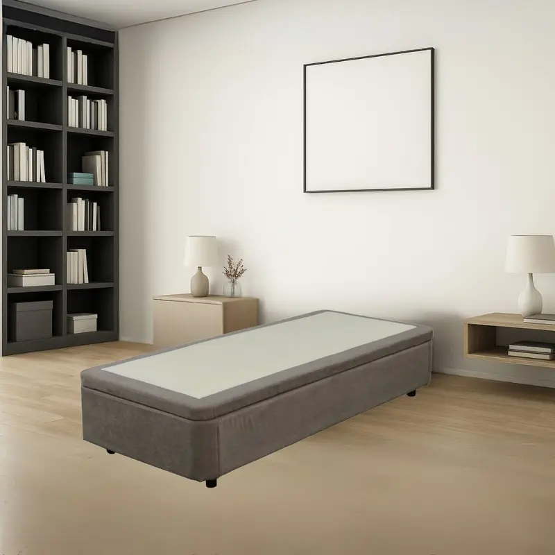 Letto singolo Sommier 80x190 con contenitore in tessuto Enjoy 03 taupe