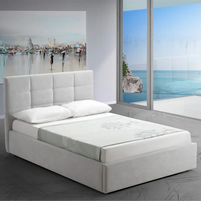 Letto una piazza e mezza con contenitore Napoli grigio Soro 90