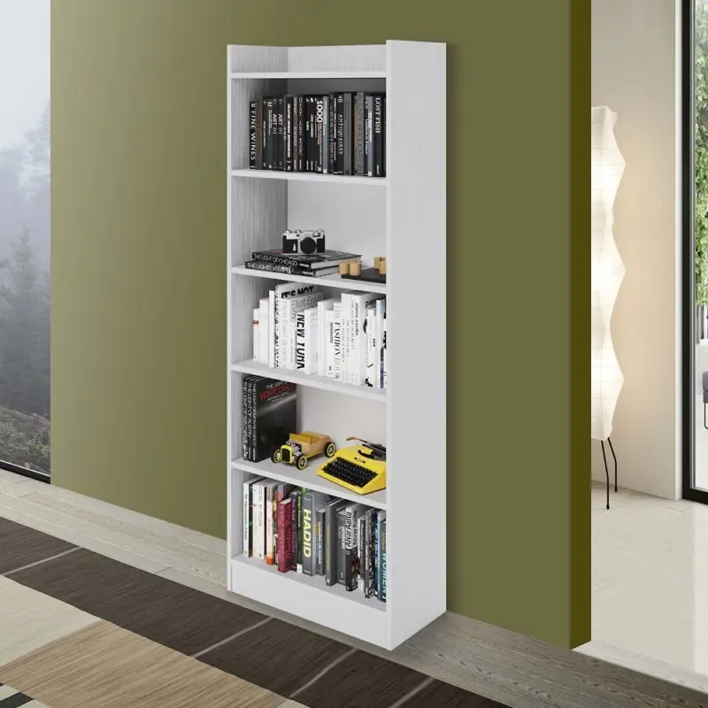 Libreria Alessia 64x29x180H bianco frassinato