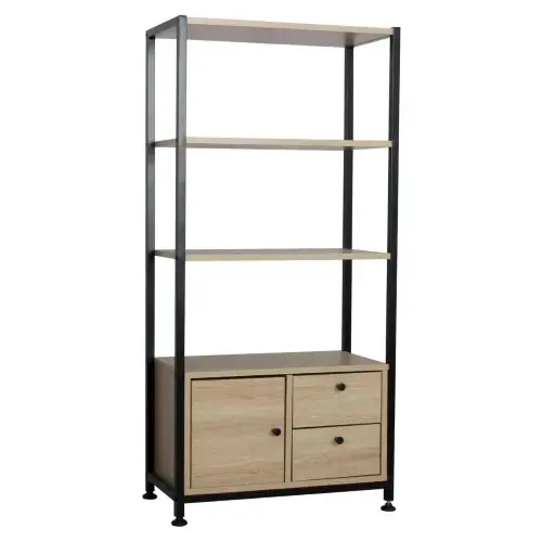 LIBRERIA HAMILTON 2 MENSOLE + 1 ANTA + 2 CASSETTI DIM. 58X30X122 CM