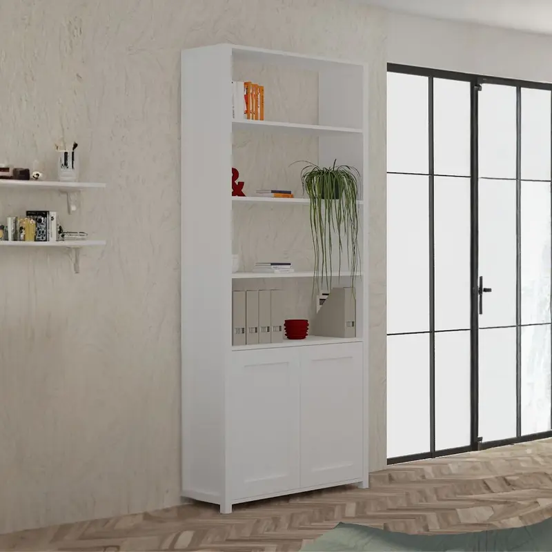 Libreria Miraflor con 2 ante e 4 vani a giorno colore bianco