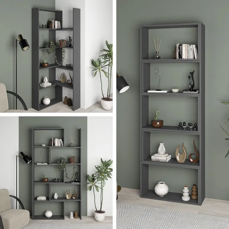 Libreria Wish estensibile angolare antracite 200h