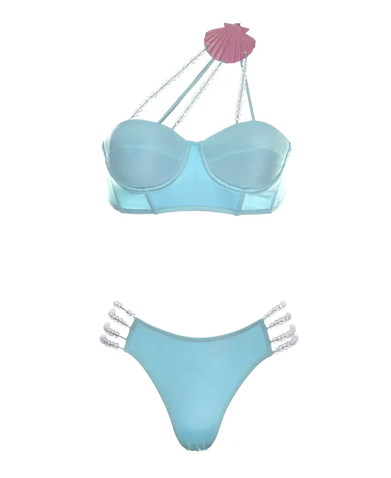 LIGHT BLUE BIKINI WITH SHELL
