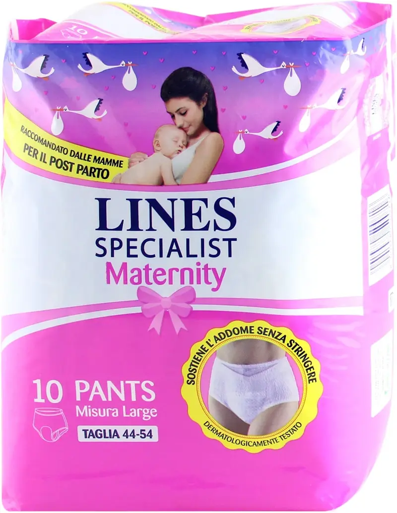 LINES SPECIALIST MATERNITY POST PARTO PANTS 10PZ MISURA LARGE TAGLIA 44-54