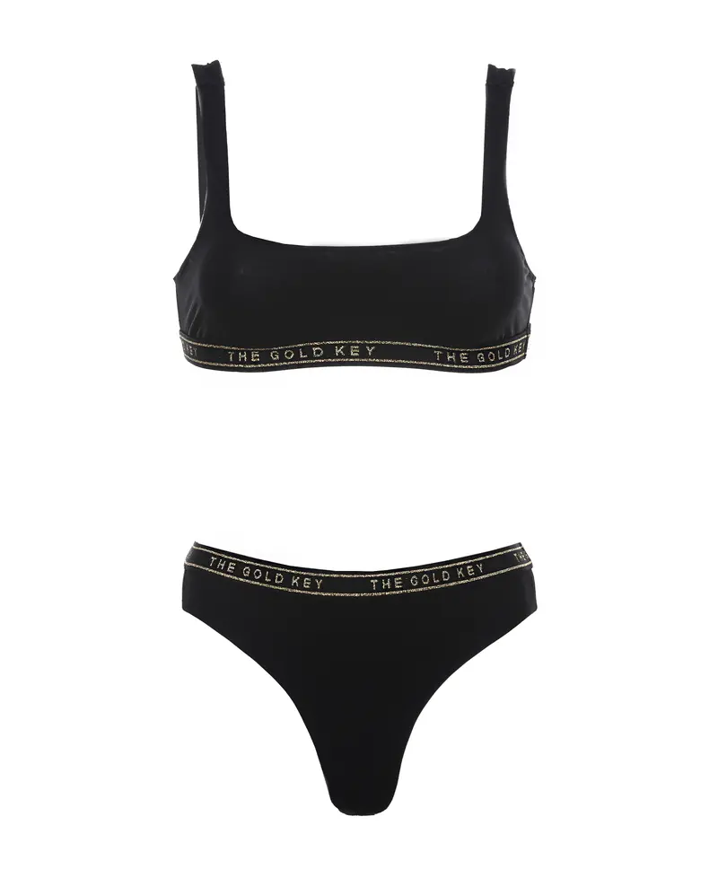 LOGO BRASSIERE BIKINI - BLACK & GOLD