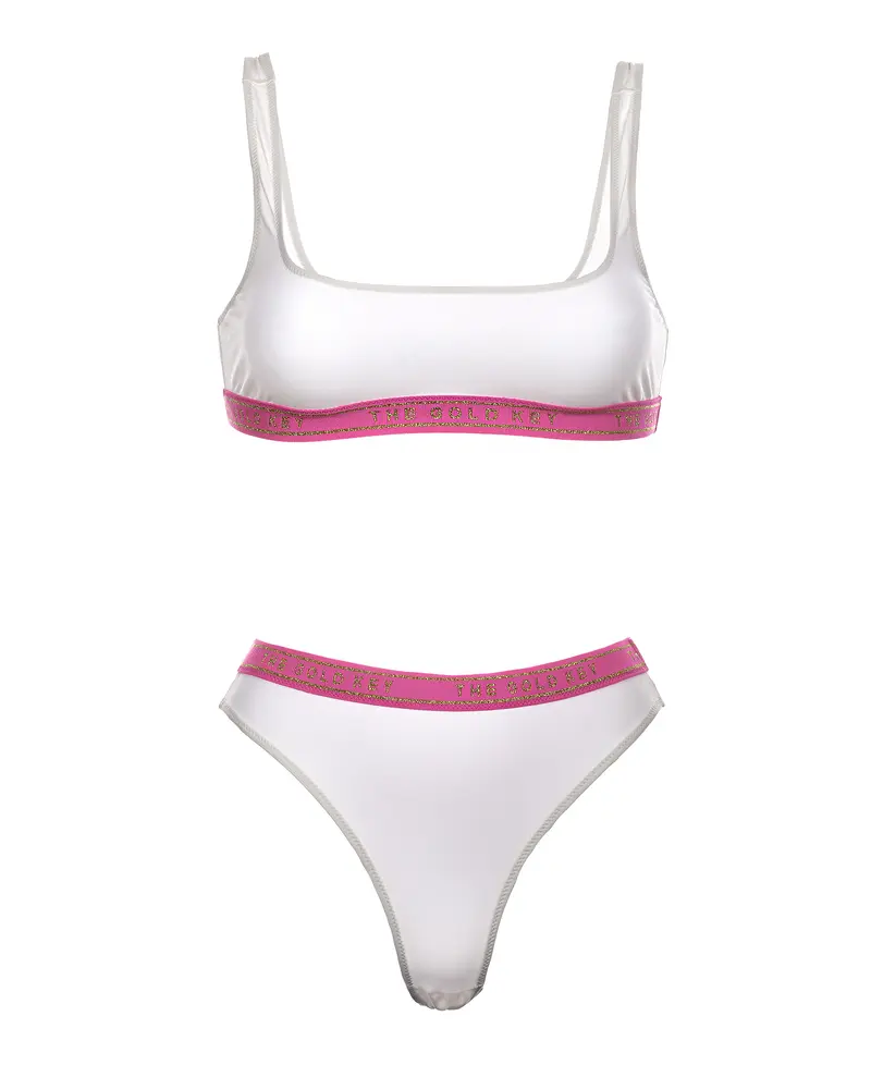 LOGO BRASSIERE BIKINI - WHITE & PINK