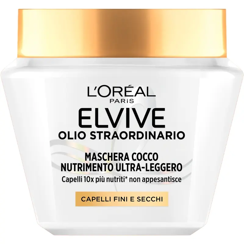 L'OREAL ELVIVE MASCHERA 300ML OLIO STRAORDINARIO COCCO NUTRIMENTO ULTRA-LEGGERO CAPELLI FINI E SECCHI