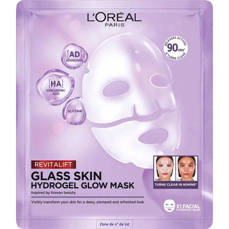 L'OREAL REVITALIFT GLASS SKIN HYDROGEL GLOW MASK MASCHERA IN TESSUTO 1PZ