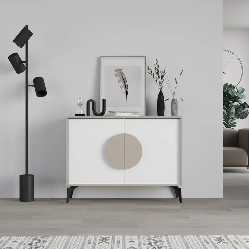 Madia Gora 110 cm struttura colore tortora e ante colore bianco