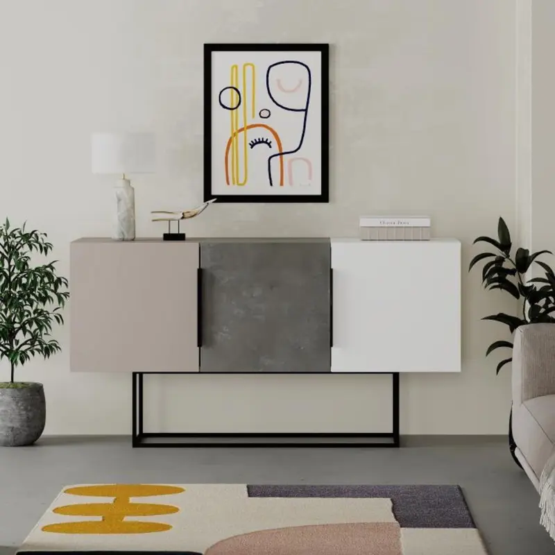 Madia Tontini 3 ante colore tortora cemento bianco 150 cm