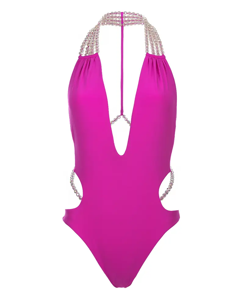 MAGENTA COLLIER SWIMSUIT