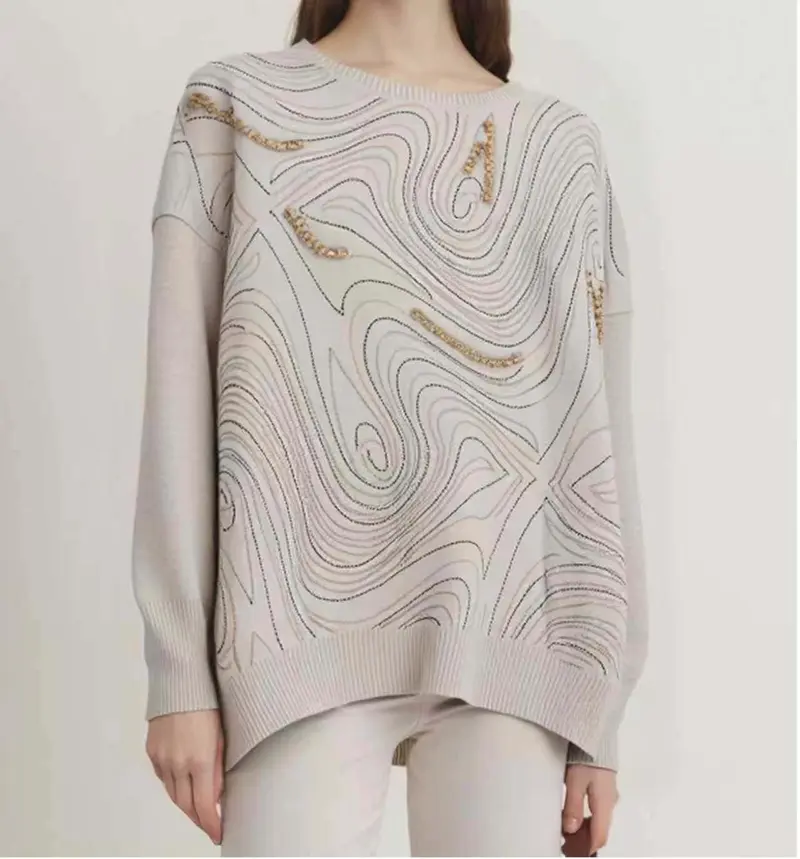 Maglia maniche lunghe con diamanti