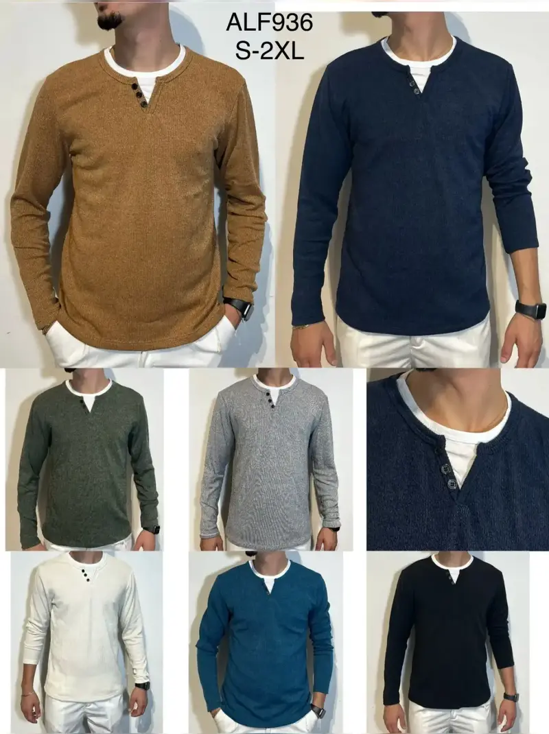 Maglia Uomo con Scollo a V e Dettaglio Bottoni