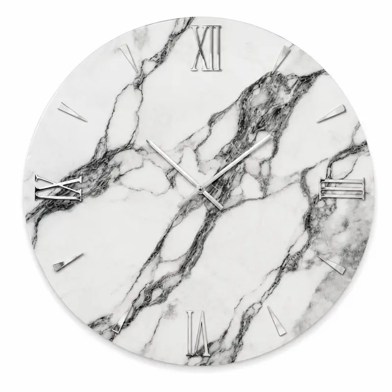 MARBLE | Orologio Design Ø 80 cm in Legno con Finitura Effetto Marmo in Resina