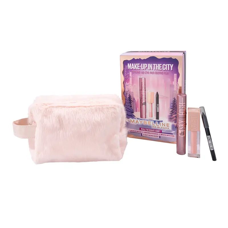 MAYBELLINE NEW YORK BEUTY CASE FLUFFY+MASCARA+LUCIDALABRA+ MINI MATTITA OCCHI